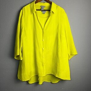 Maggie Barnes Catherines Tunic Top Blouse Button Front 2-Piece‎ Set Plus Size